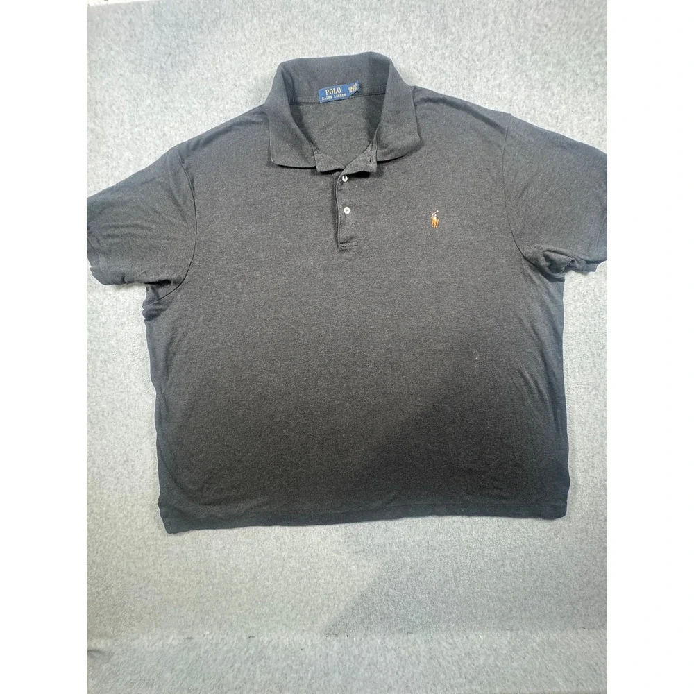 Polo Ralph Lauren Mens 3XB Big & Tall Charcoal Gray Heather Cotton Polo Shirt